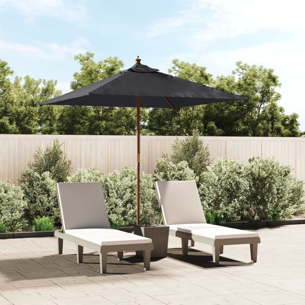 Ombrellone da Giardino con Palo in Legno Nero 198x198x231 cm | homemem39