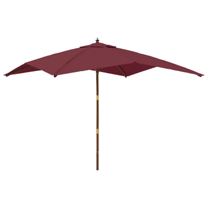 Ombrellone da Giardino Palo Legno Rosso Bordeaux 300x300x273 cm - homemem39