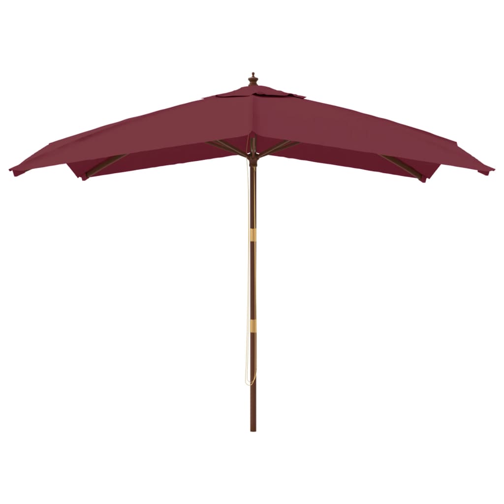 Ombrellone da Giardino Palo Legno Rosso Bordeaux 300x300x273 cm - homemem39