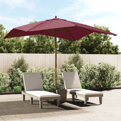 Ombrellone da Giardino Palo Legno Rosso Bordeaux 300x300x273 cm - homemem39