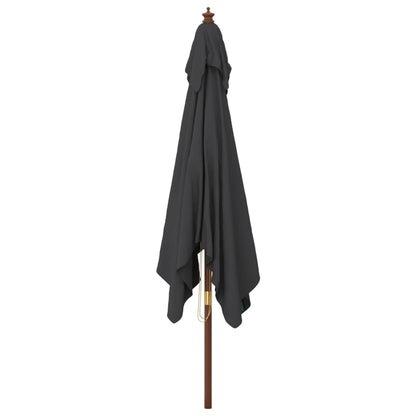Ombrellone da Giardino con Palo in Legno Nero 300x300x273 cm