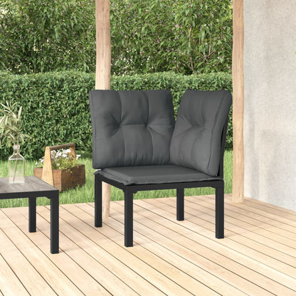 Poltrona Angolare Giardino con Cuscini Polyrattan Nero e Grigio - homemem39