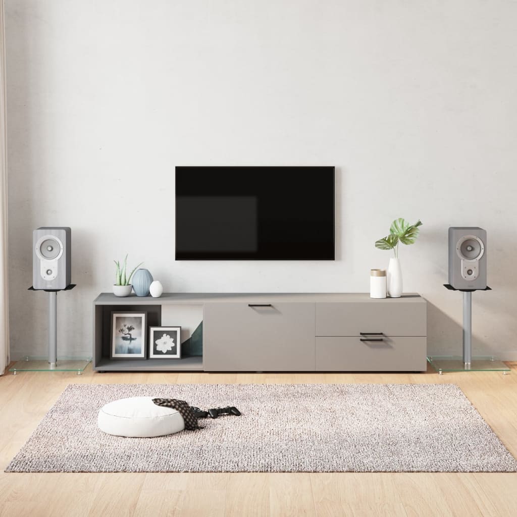 Pedane Casse 2pz Argento Vetro Temperato Design a 1 Pilastro - homemem39