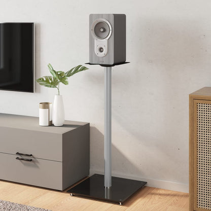 Pedane Casse 2pz Nero Argento Vetro Temperato Design 1 Pilastro - homemem39