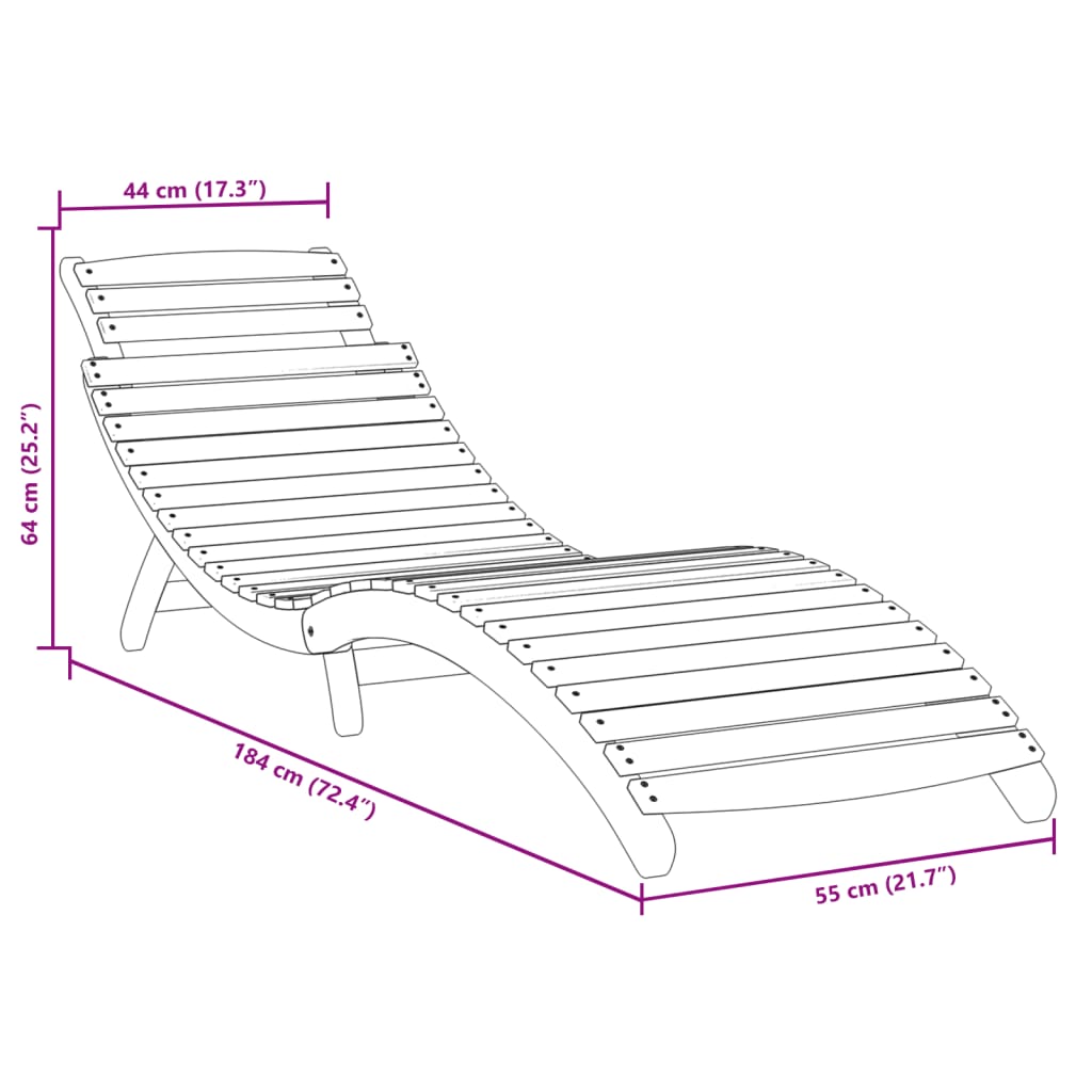 Sunbed with Gray Solid Acacia Wood Coffee Table