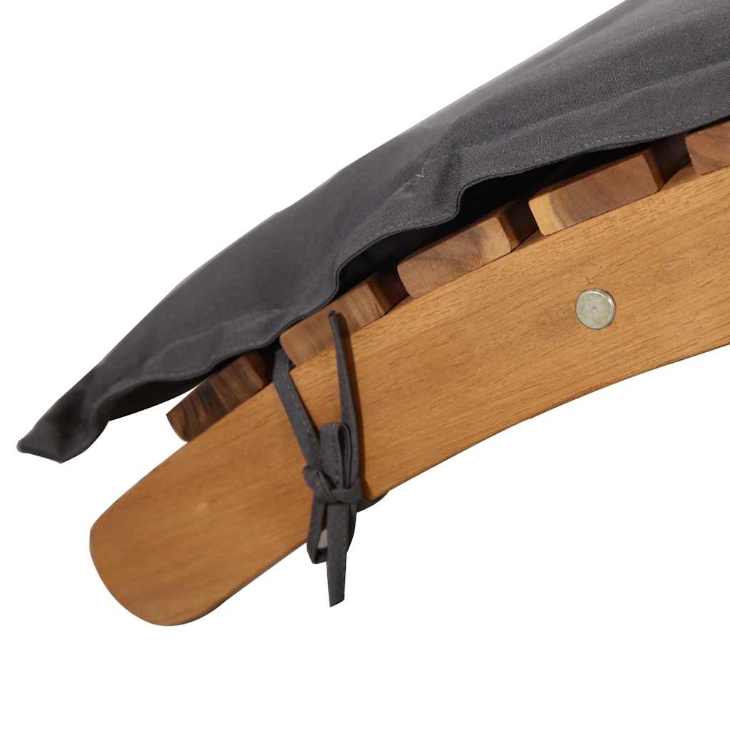 Lettino Prendisole con Cuscini Grigio Scuro in Legno di Acacia