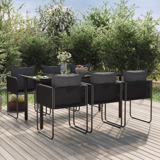 Set da Pranzo da Giardino 7 pz Nero - homemem39
