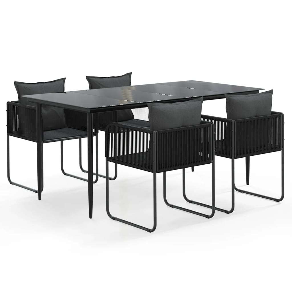 Set da Pranzo da Giardino 5 pz Nero - homemem39