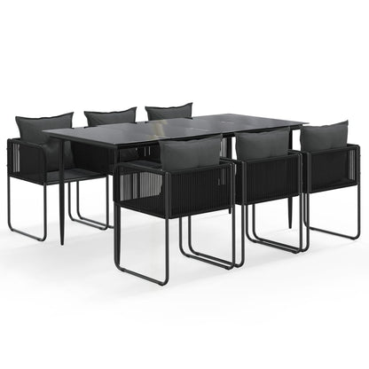 Set da Pranzo da Giardino 7 pz Nero - homemem39