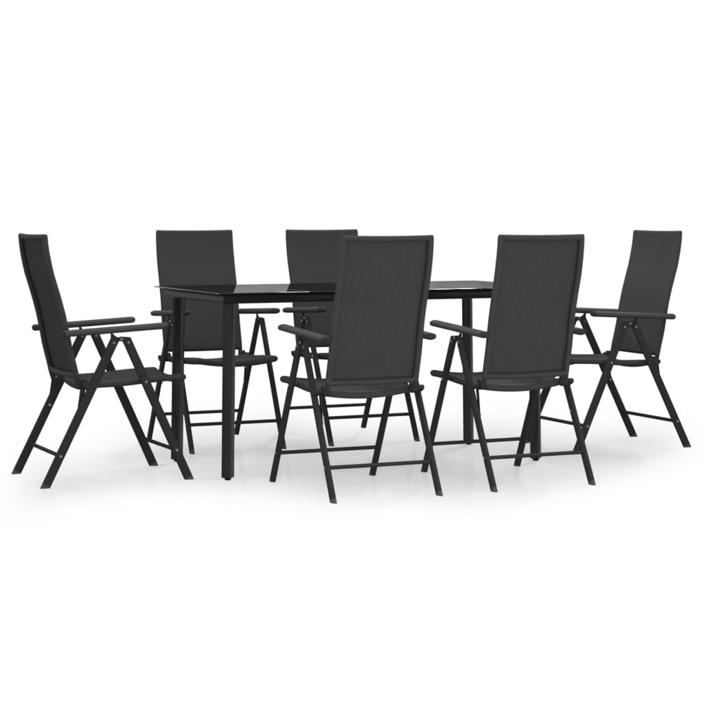 Set da Pranzo da Giardino 7 pz Nero in Polyrattan | homemem39