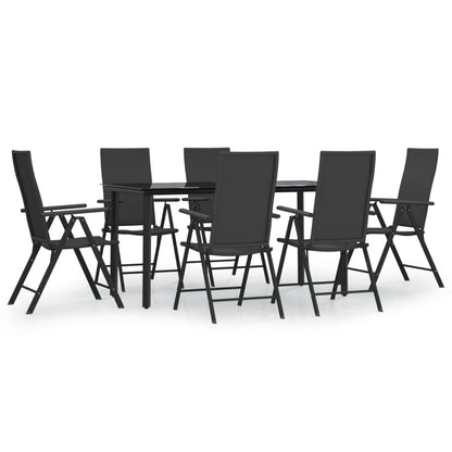 Set da Pranzo da Giardino 7 pz Nero in Polyrattan | homemem39
