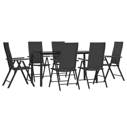 Set da Pranzo da Giardino 7 pz Nero in Polyrattan | homemem39