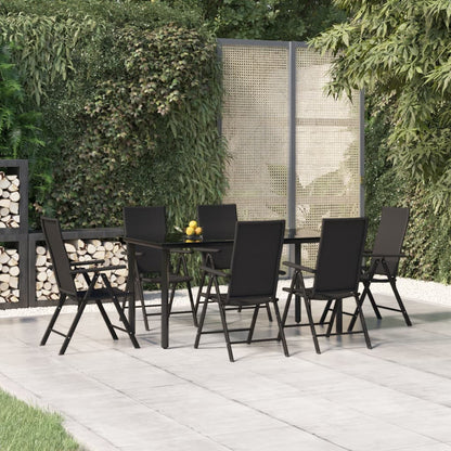 Set da Pranzo da Giardino 7 pz Nero in Polyrattan | homemem39