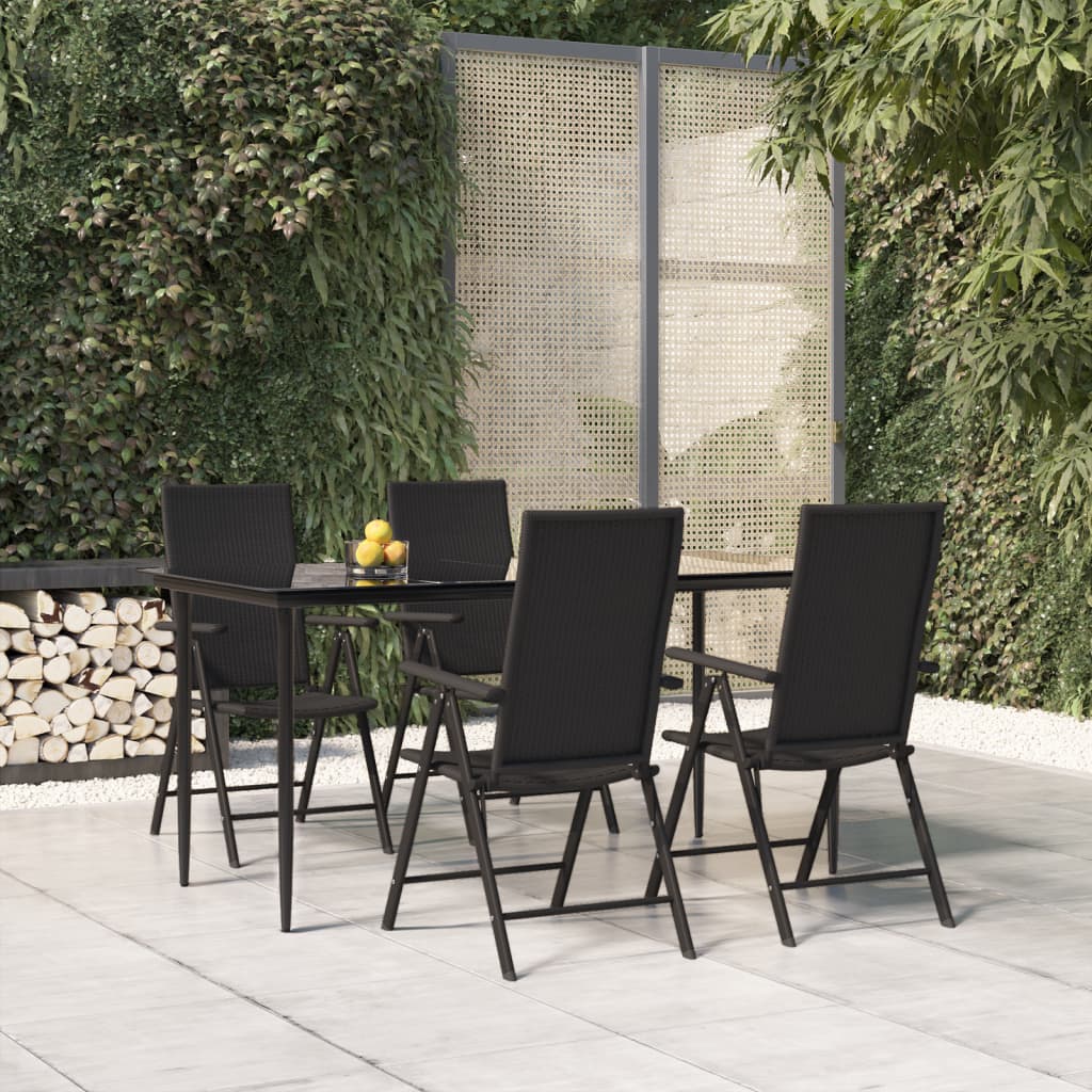 Set da Pranzo da Giardino 5 pz Nero in Polyrattan - homemem39