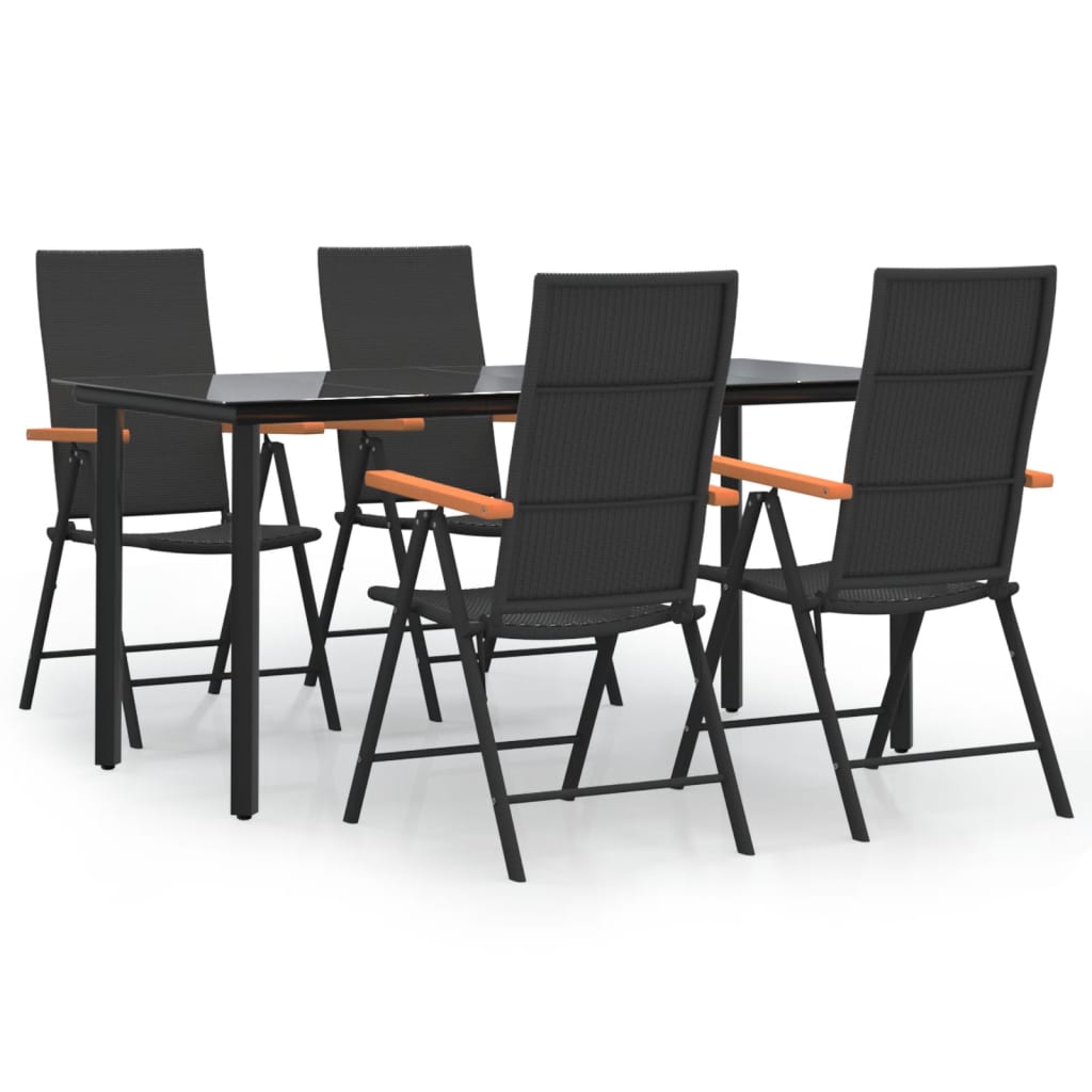 Set da Pranzo da Giardino 5 pz Nero e Marrone in Polyrattan | homemem39