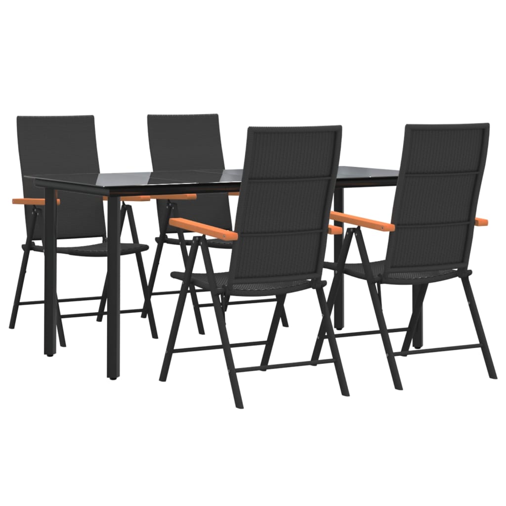 Set da Pranzo da Giardino 5 pz Nero e Marrone in Polyrattan | homemem39