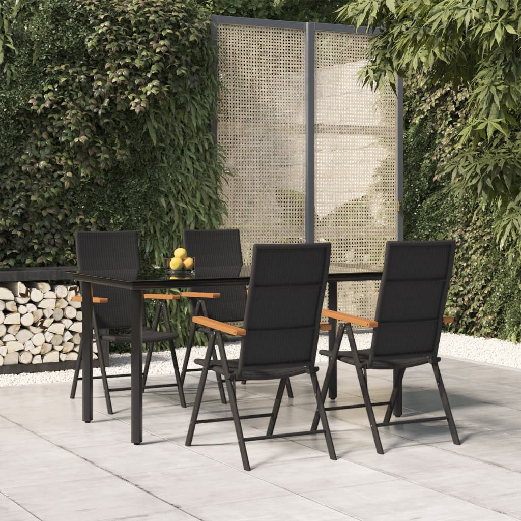 Set da Pranzo da Giardino 5 pz Nero e Marrone in Polyrattan | homemem39