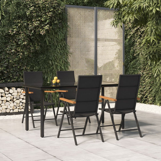 Set da Pranzo da Giardino 5 pz Nero e Marrone in Polyrattan - homemem39