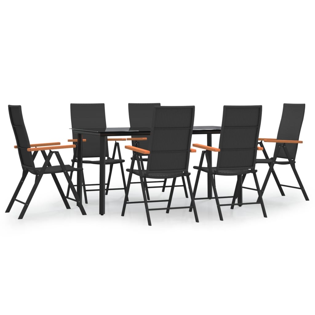 Set da Pranzo da Giardino 7 pz Nero e Marrone in Polyrattan - homemem39