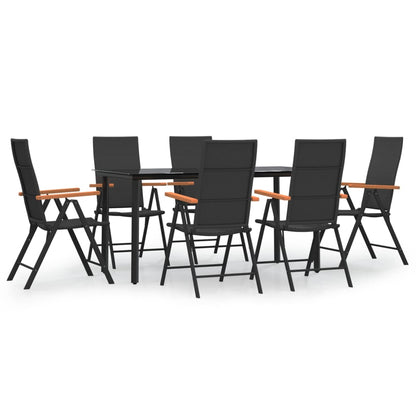 Set da Pranzo da Giardino 7 pz Nero e Marrone in Polyrattan - homemem39