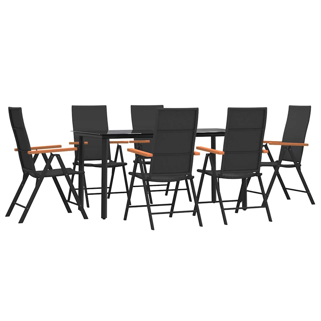 Set da Pranzo da Giardino 7 pz Nero e Marrone in Polyrattan | homemem39