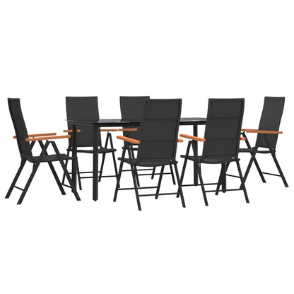 Set da Pranzo da Giardino 7 pz Nero e Marrone in Polyrattan - homemem39