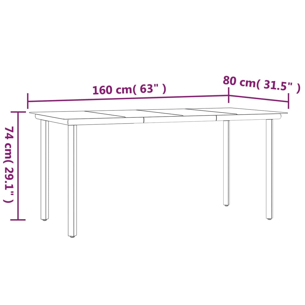 Set da Pranzo da Giardino 7 pz Nero e Marrone in Polyrattan | homemem39