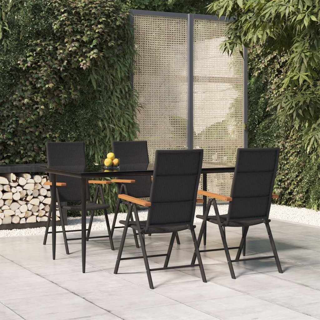 Set da Pranzo da Giardino 5 pz Nero e Marrone in Polyrattan - homemem39