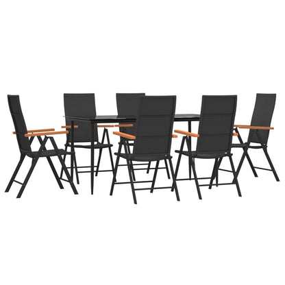Set da Pranzo da Giardino 7 pz Nero e Marrone in Polyrattan - homemem39