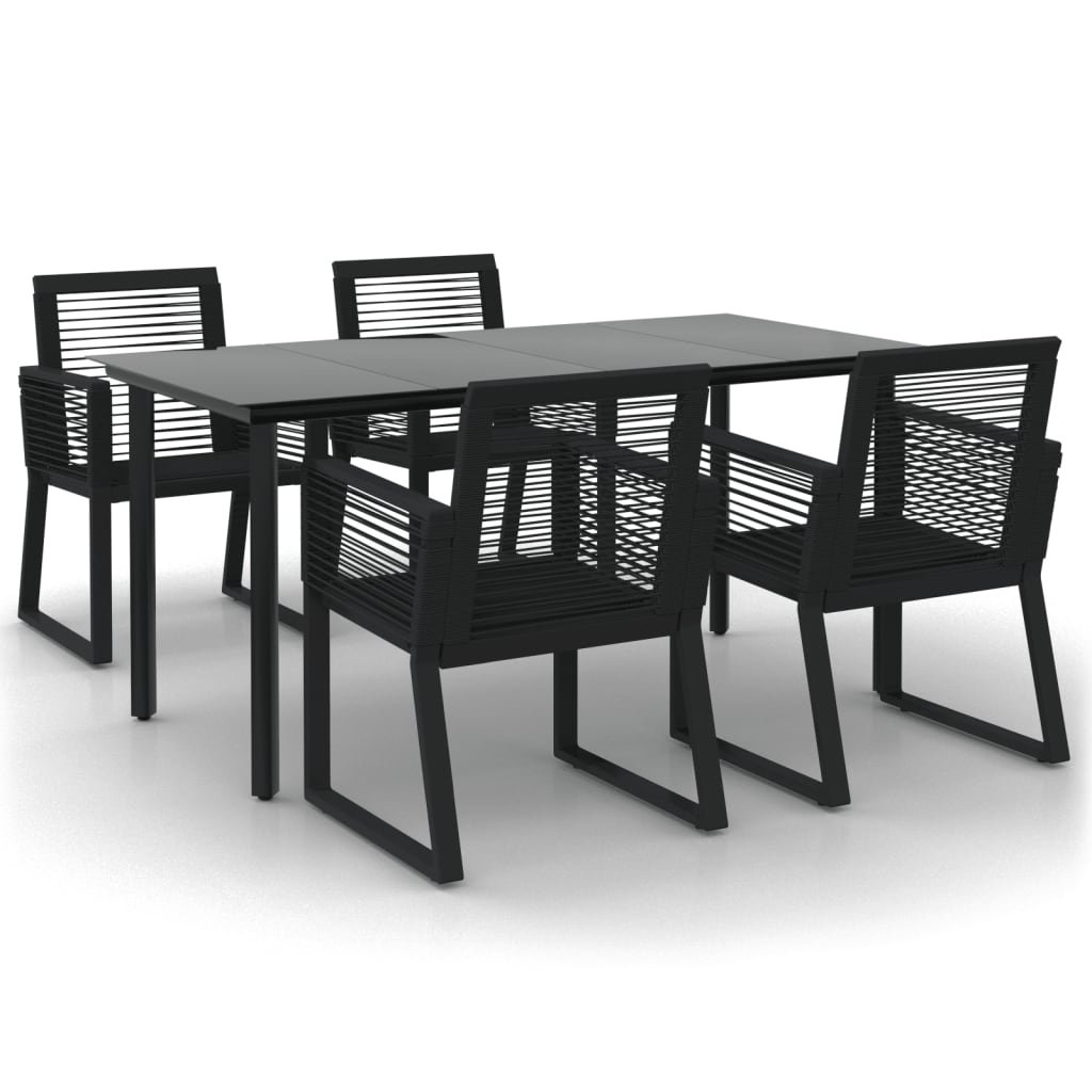 Set da Pranzo da Giardino 5 pz Nero in Rattan PVC - homemem39