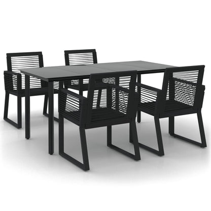 Set da Pranzo da Giardino 5 pz Nero in Rattan PVC - homemem39