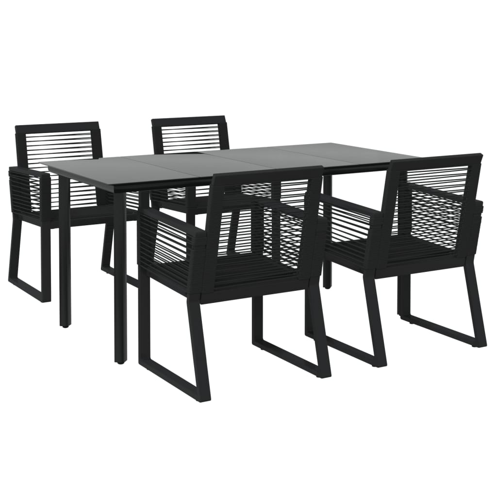 Set da Pranzo da Giardino 5 pz Nero in Rattan PVC - homemem39