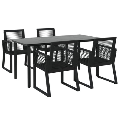 Set da Pranzo da Giardino 5 pz Nero in Rattan PVC - homemem39