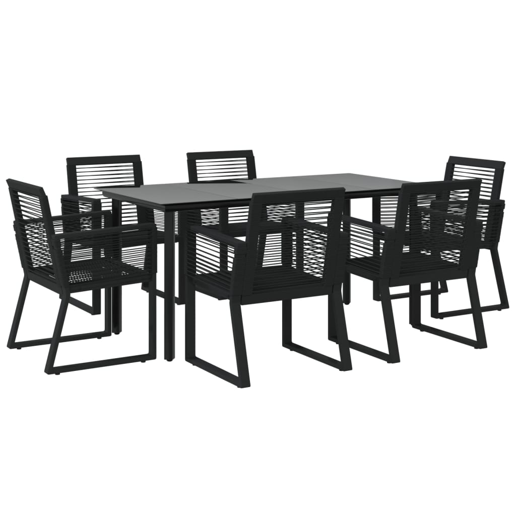 Set da Pranzo da Giardino 7 pz Nero in Rattan PVC - homemem39