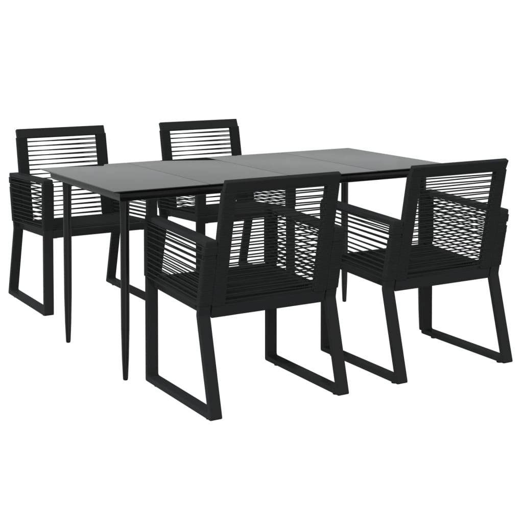 Set da Pranzo da Giardino 5 pz Nero in Rattan PVC - homemem39