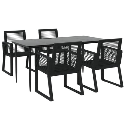 Set da Pranzo da Giardino 5 pz Nero in Rattan PVC - homemem39