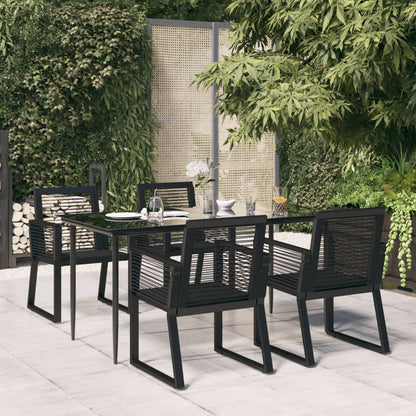Set da Pranzo da Giardino 5 pz Nero in Rattan PVC - homemem39