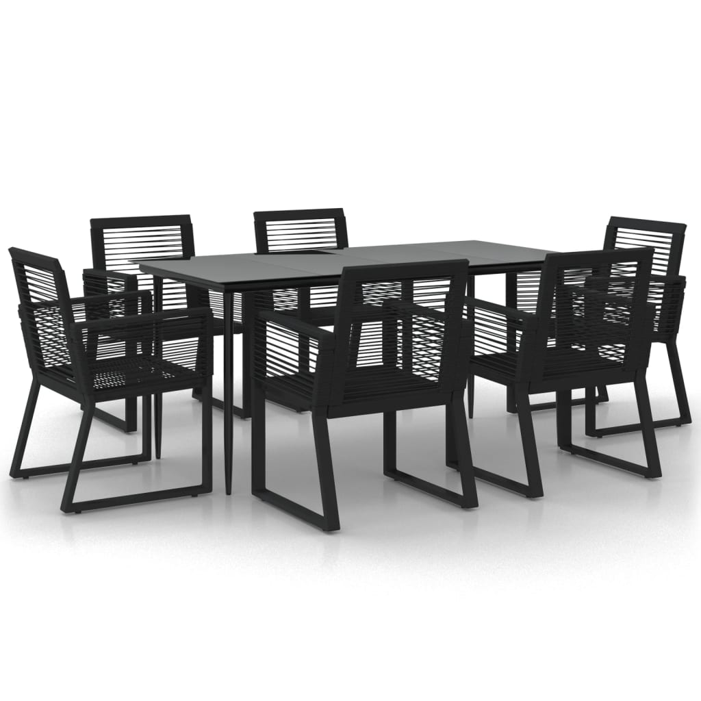 Set da Pranzo da Giardino 7 pz Nero in Rattan PVC - homemem39