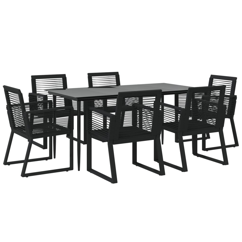 Set da Pranzo da Giardino 7 pz Nero in Rattan PVC - homemem39