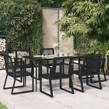 Set da Pranzo da Giardino 7 pz Nero in Rattan PVC - homemem39