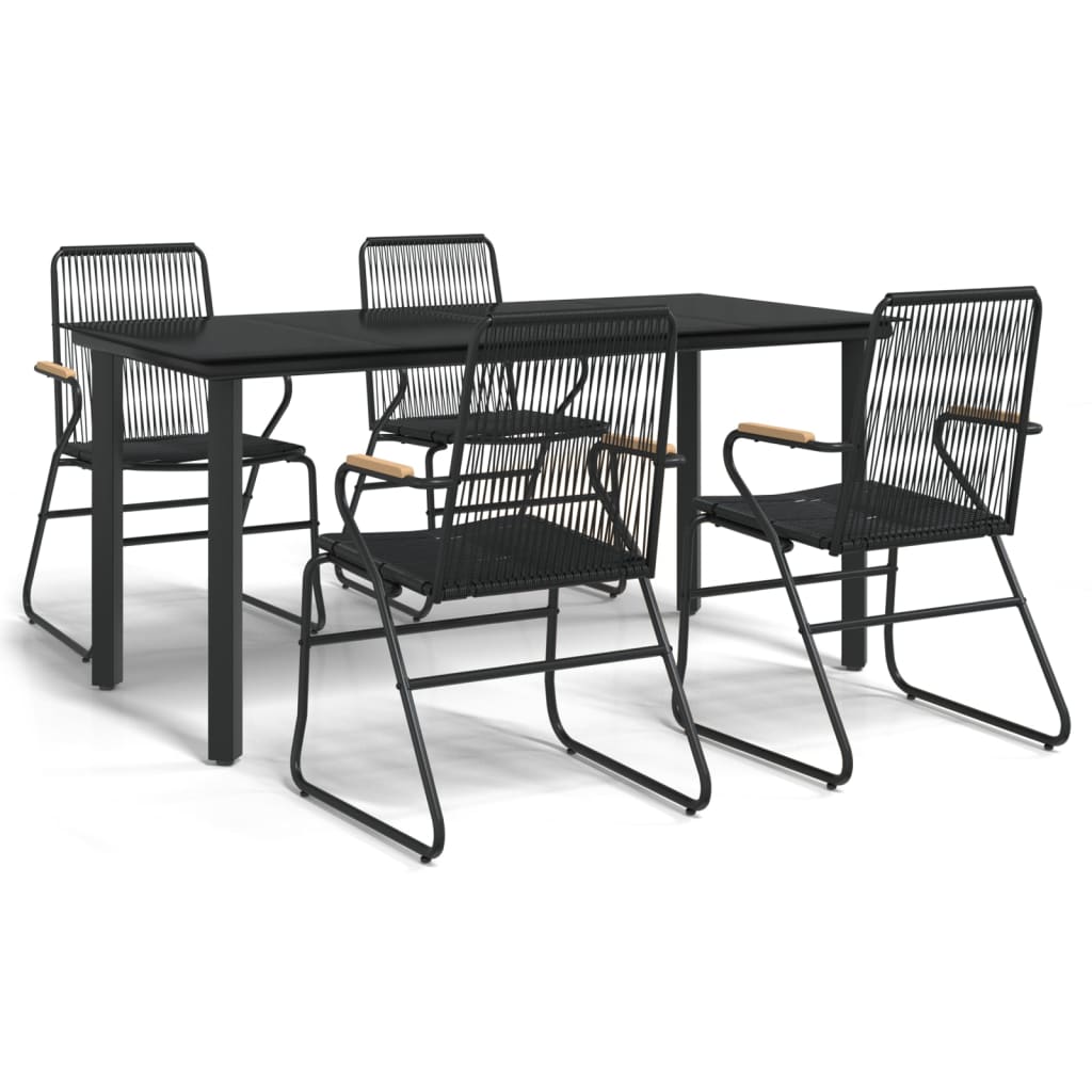 Set da Pranzo da Giardino 5 pz Nero in Rattan PVC - homemem39