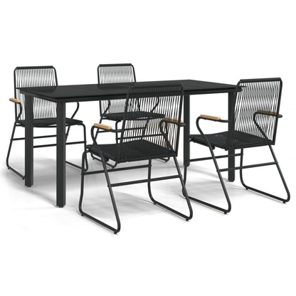 Set da Pranzo da Giardino 5 pz Nero in Rattan PVC - homemem39