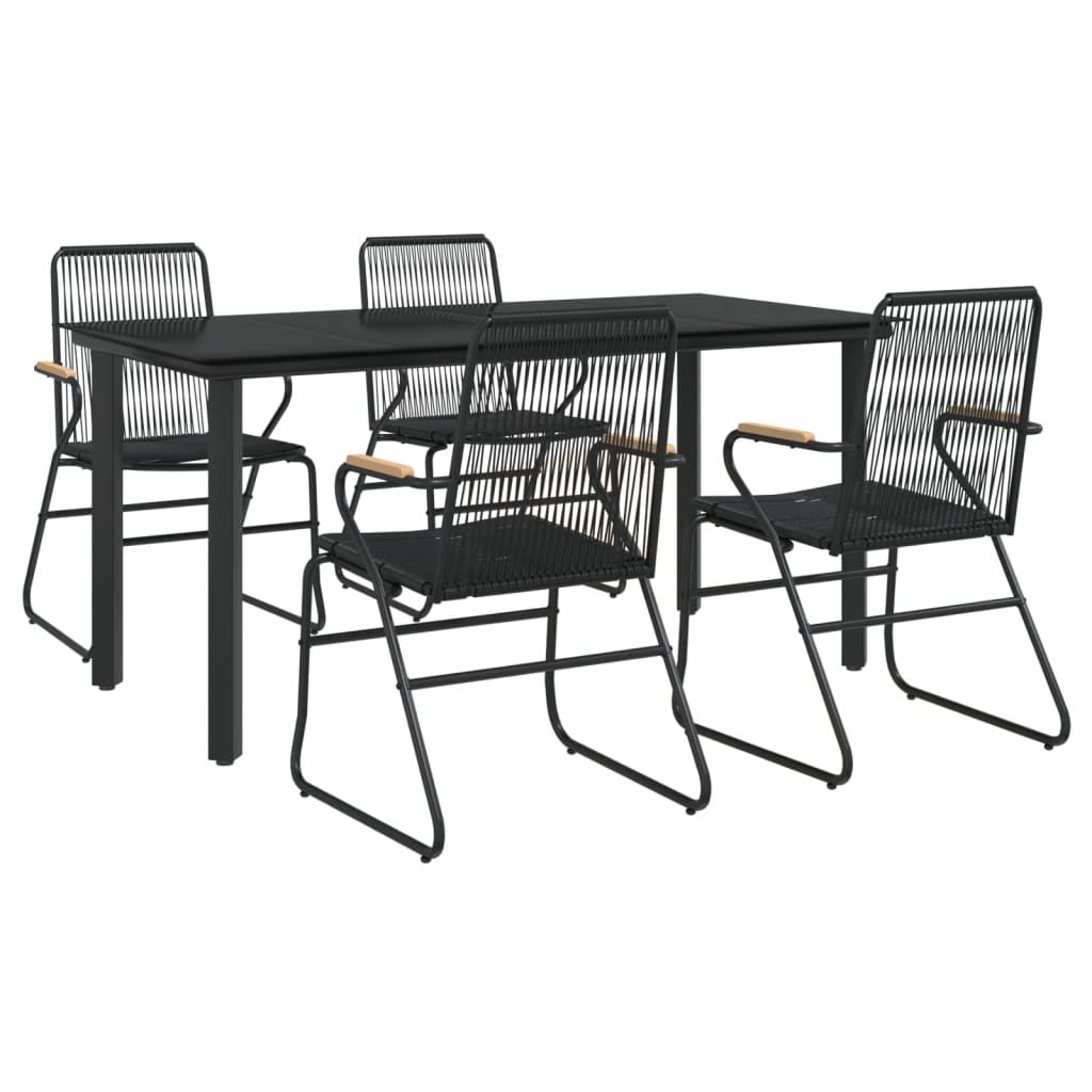 Set da Pranzo da Giardino 5 pz Nero in Rattan PVC - homemem39