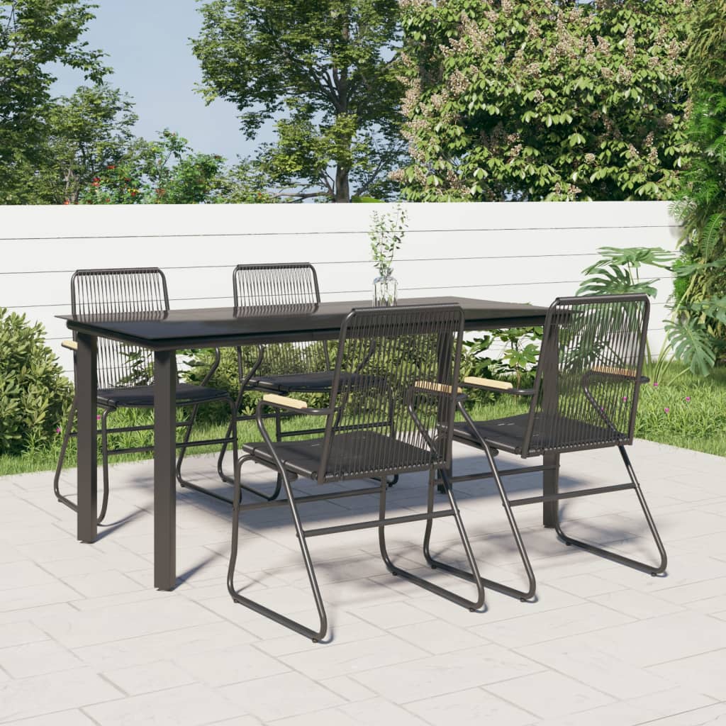 Set da Pranzo da Giardino 5 pz Nero in Rattan PVC - homemem39