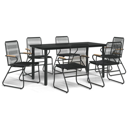 Set da Pranzo da Giardino 7 pz Nero in Rattan PVC - homemem39