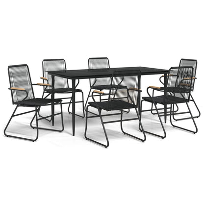 Set da Pranzo da Giardino 7 pz Nero in Rattan PVC - homemem39