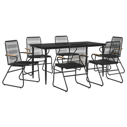 Set da Pranzo da Giardino 7 pz Nero in Rattan PVC - homemem39