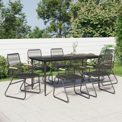 Set da Pranzo da Giardino 7 pz Nero in Rattan PVC - homemem39