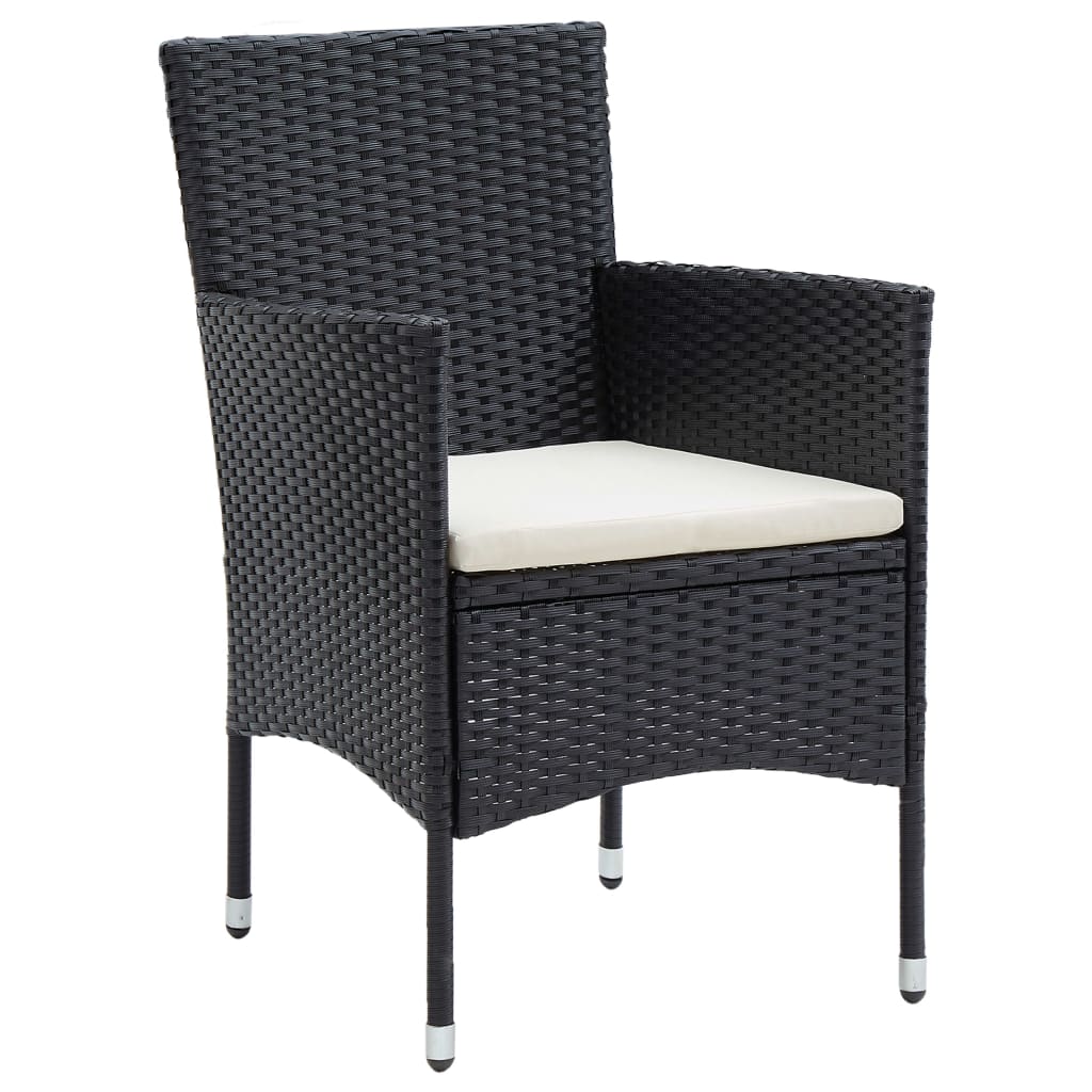 Set da Pranzo da Giardino 5 pz con Cuscini Nero | homemem39