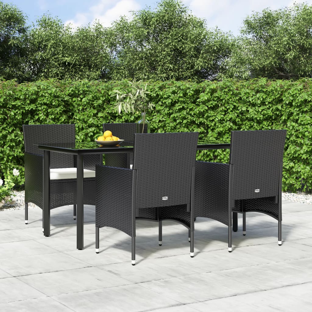 Set da Pranzo da Giardino 5 pz con Cuscini Nero - homemem39